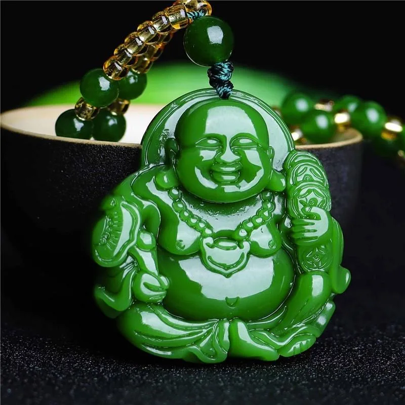 Men Accessories To Gift - Çin yeşil yeşim Maitreya buda kolye