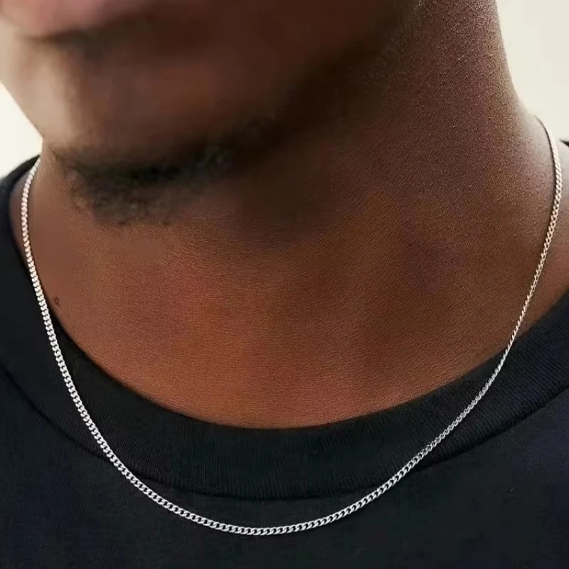 Men'S Accessories Trending - 2mm erkek Küba Zincir Kolye Basit
