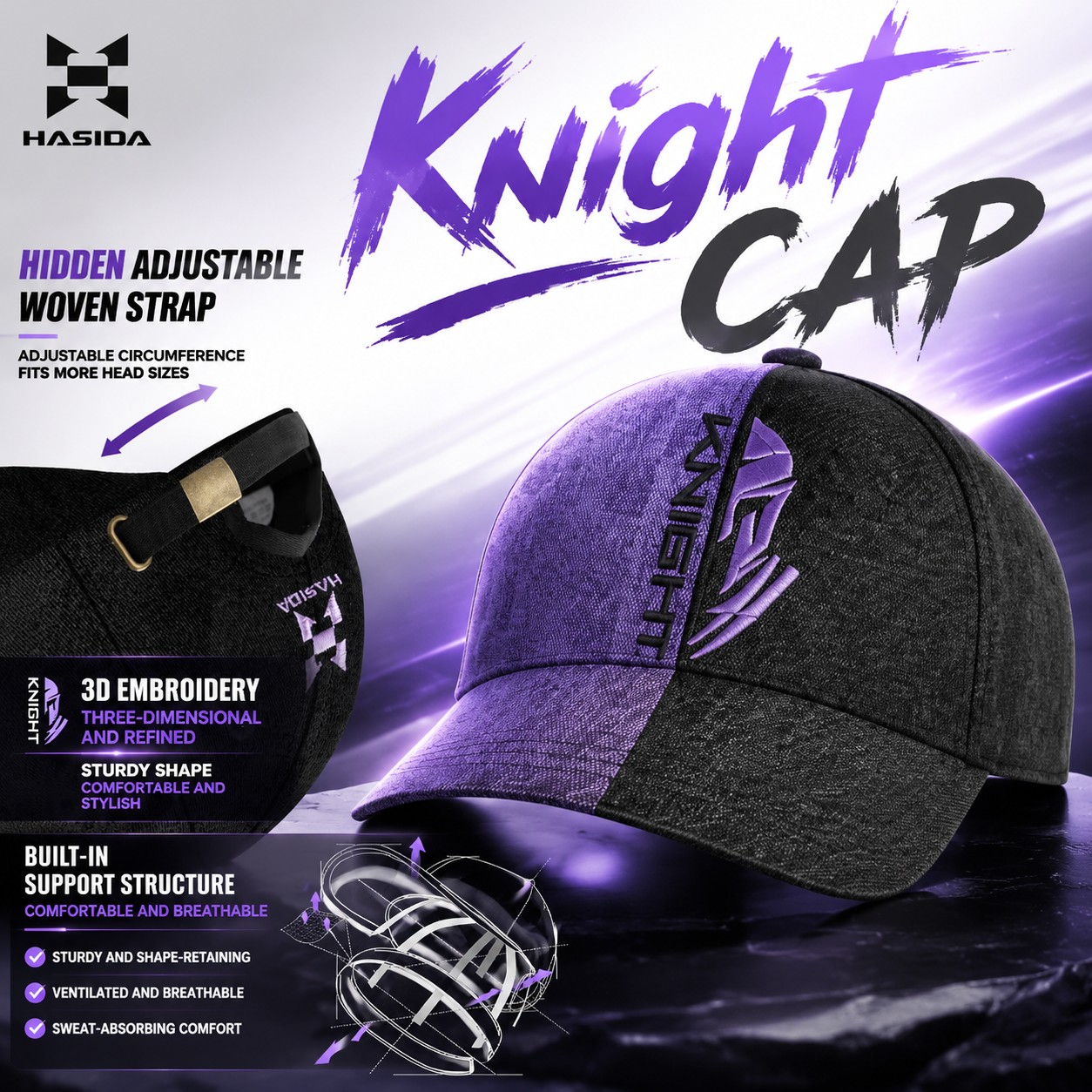 Men Accessories Brands - HASIDA Knight Ortak Markalı Şapka %100